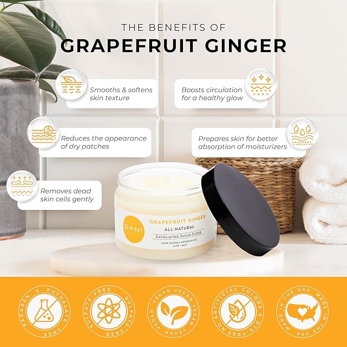 Naturals Sugar Scrub - Gently exfoliates with organic cane sugar, leaving skin soft and radiant. Infused with grapefruit and ginger, it deeply moisturizes. 14 oz-Velvo Beauty