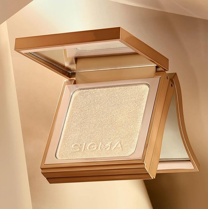 Sigma Beauty Highlighter Makeup – Illuminating Highlighting Powder for Face, Sheer Glimmer Face Highlighter for Cheeks, Cupid’s Bow, & Brow Bone (Moonbeam, Rich Pearl Metallic)-Velvo Beauty