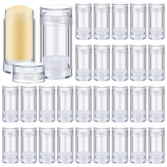 30 Pcs Empty Deodorant Containers Twist up Filling Stick Plastic Deodorant Container Refillable Bottles Bottomfill Round Lip Balm Tubes for Homemade DIY Lipstick Crayon(30 ml,Clear)-Velvo Beauty