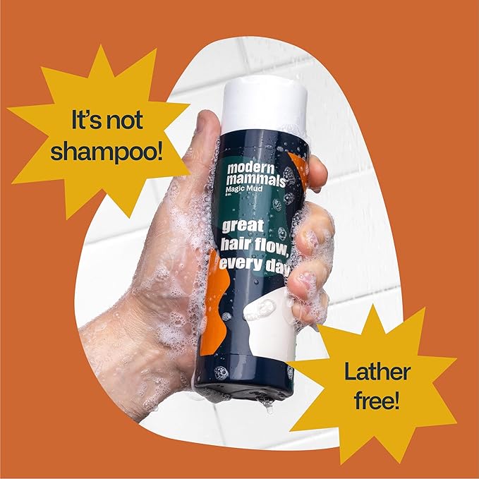 Modern Mammals Men's Shampoo Alternative I Sulfate Free CoWash I Enhances Natural Hair Volume I Lather Free, Cleansing, Hydrating, Replaces Conditioner, 2 in 1, I Barber Recommended, (8oz)-Velvo Beauty