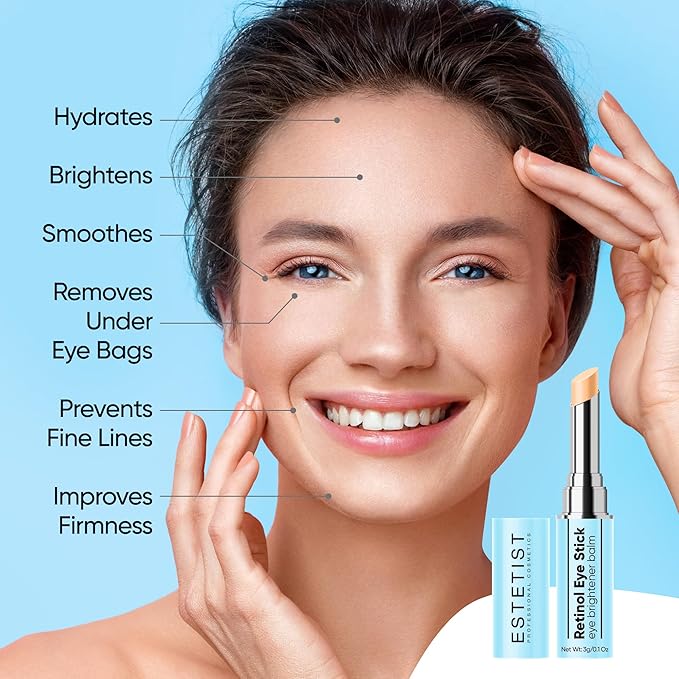 Retinol Eye Brightener Cream Stick, Vitamin C & E Enriched Under Eye Bags Care for Dark Circles, Puffiness & Anti-Aging, Hydrating Eye Balm for All Skin Types-Velvo Beauty