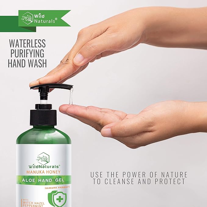 Pure Aloe Vera Gel Hand Cleaner - 100% Aloe Vera Gel Organic with Manuka Honey, Witch Hazel, Peppermint, Oregano, Rosemary, & Cleansing Tea Tree - Organic Waterless Purifying Wash-Velvo Beauty