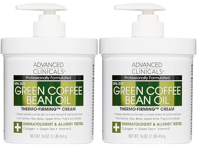 Advanced Clinicals Thermo Firming Green Coffee Bean Moisturizer Body Cream | Anti Cellulite Caffeine Firming Lotion For Legs, Arms, & Body | Skin Care Products | Aging Skin Tightening Cream, 2-Pack-Velvo Beauty