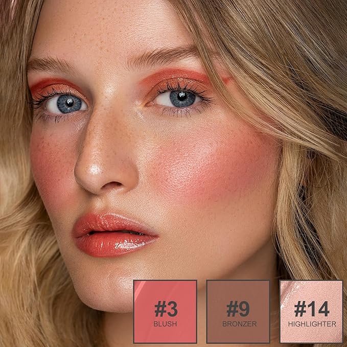 3Pcs Liquid Contour Makeup Trio with Bronzer Shade, Blush, Highlighter for Sculpted Makeup, Matte Finish Liquid Contour Set Easy to Create a Lightweight Look, Longwear Waterproof Formula (3, 9, 14)-Velvo Beauty