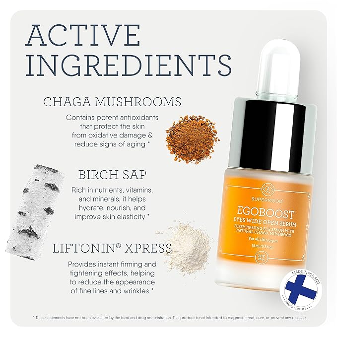 Egoboost Eye Serum - Eye Serum for Dark Circles and Puffiness, Hydrating Serum, Bright and Tight Eye Serum in Facial Skin Care Products, Mushroom Extract Eye Serum for Wrinkles-Velvo Beauty