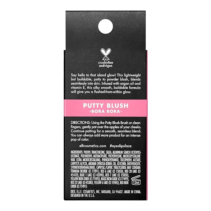 e.l.f. Putty Blush, Creamy & High-Pigment Formula For A Natural Glow, Delivers A Semi-Matte & Powder Finish, Vegan & Cruelty-Free, Bora Bora-Velvo Beauty