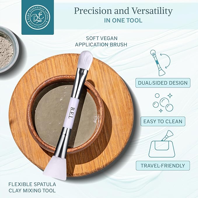 Bare Essentials Living Clay Face Mask Brush (3 Pack, White) Dual Soft Silicone Face Mask Applicator Brush Tool, Great Facial Essentials, Moisturizer Applicator & Skincare Brush for Facials-Velvo Beauty