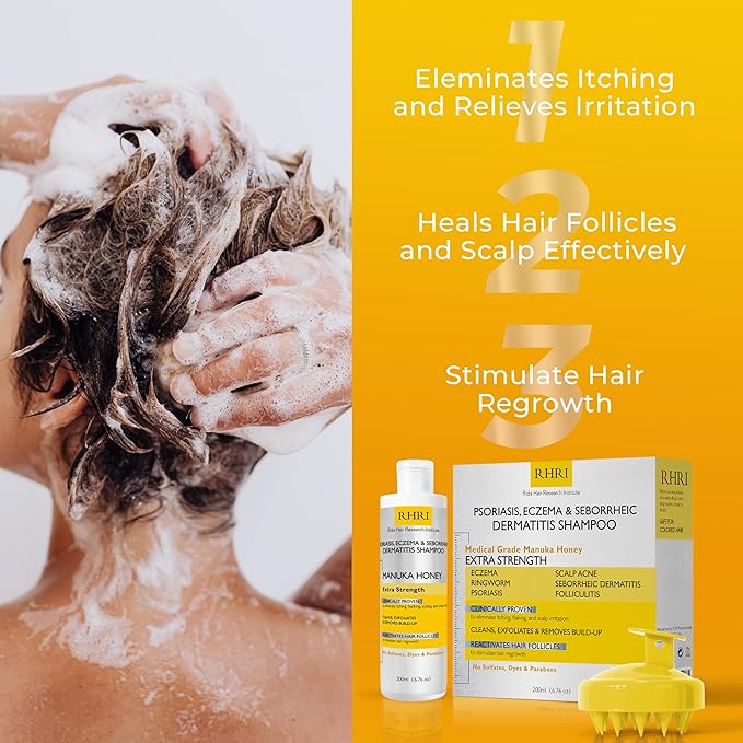 Psoriasis Shampoo for Men & Women | Itchy Scalp Treatment with Manuka Honey | Best for Eczema, Seborrheic Dermatitis, Ringworm & Folliculitis Scalp Treatment-Velvo Beauty