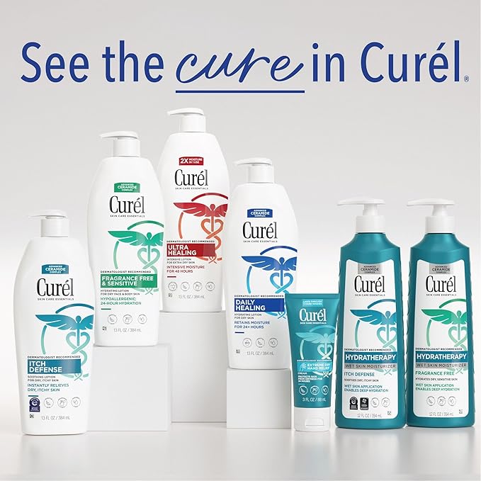 Curel Ultra Healing Intensive Fragrance-Free Lotion For Extra-Dry Skin, Dermatologist Recommended, Ideal for Sensitive Skin, Cruelty Free, Paraben Free, 1 Oz, Pack of 30-Velvo Beauty