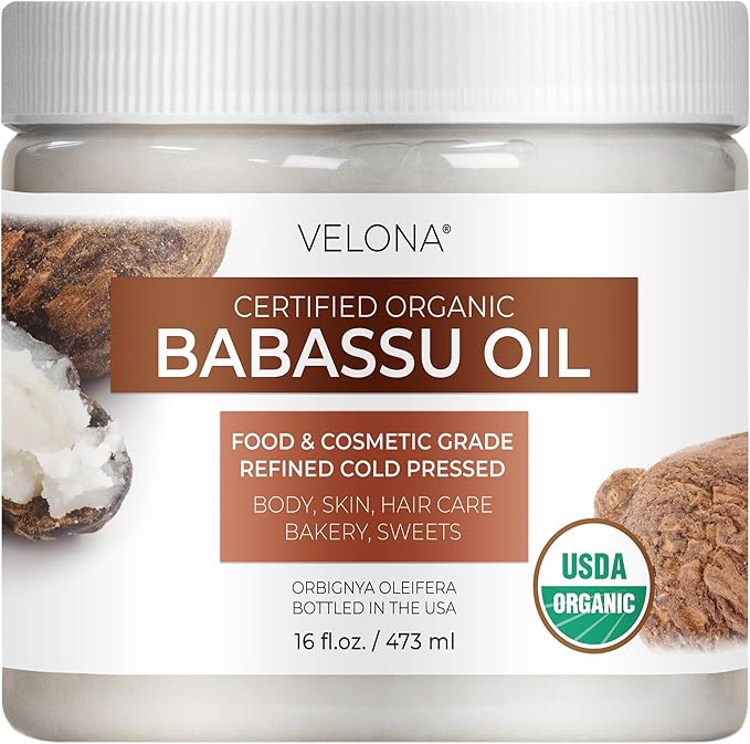 velona Babassu Oil USDA Certified Organic - 16 Fl Oz | 100% Pure and Natural Carrier Oil | Refined, Cold Pressed | Face, Hair, Body & Skin Care and Cooking | Use Today - Enjoy Results-Velvo Beauty