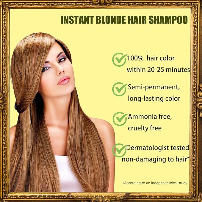 Blonde Brown Hair Dye Shampoo 3 in 1 - Instant Shampoo Para Pintar el Cabello Refresh Hair Color, Herbal Shampoo Hair Dye for Women Men, Easy to Use & Long Lasting Hair Color Shampoo 16.90 oz-Velvo Beauty