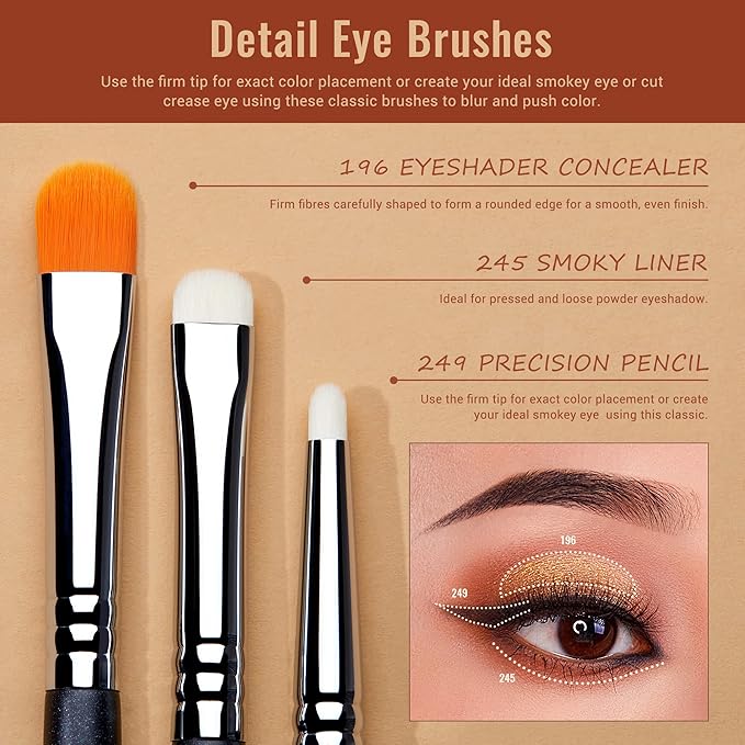 Jessup Eyeshadow Brush Set 7pcs Fluffy Eye Makeup Brushes for Eye Shadow Blending Shader Crease Concealer Black T334-Velvo Beauty