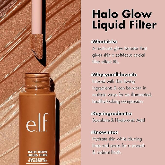 e.l.f. Halo Glow Liquid Filter, Complexion Booster For A Glowing, Soft-Focus Look, Infused With Hyaluronic Acid, Vegan & Cruelty-Free, 1 Fair-Velvo Beauty