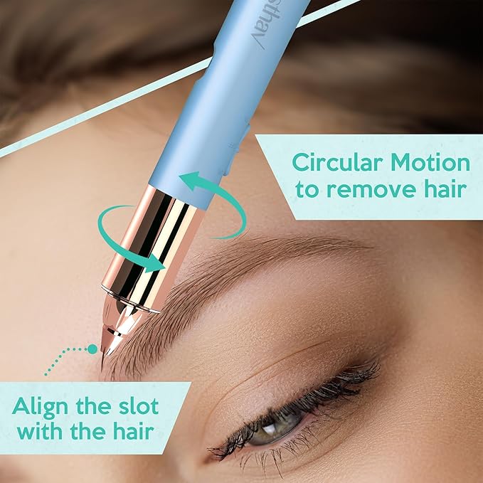 2 in 1 Flawless Eyebrow and Facial Hair Remover for Women Painless Electric Razor Epilator Trimmer Shaver with 18K Gold-Plated, USB Rechargeable, 360° LED for Eyebrow and Face Hair Removal-Velvo Beauty