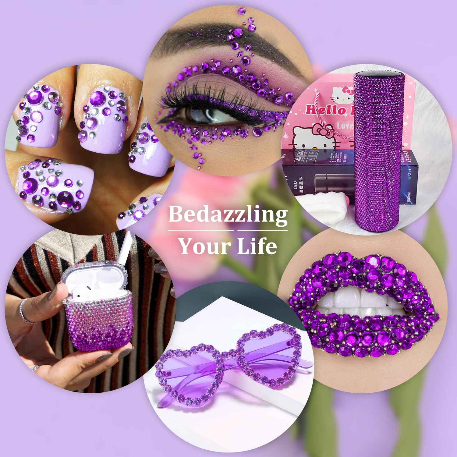 Resin Rhinestones for Crafting, 1 Box Dark Violet Multi Sizes Flatback Bedazzling Crystals for Crafts Nail Art Deco, Non Hotfix Gems Charms for Tumbler Shoes Clothing Fabric Face Makeup-Velvo Beauty