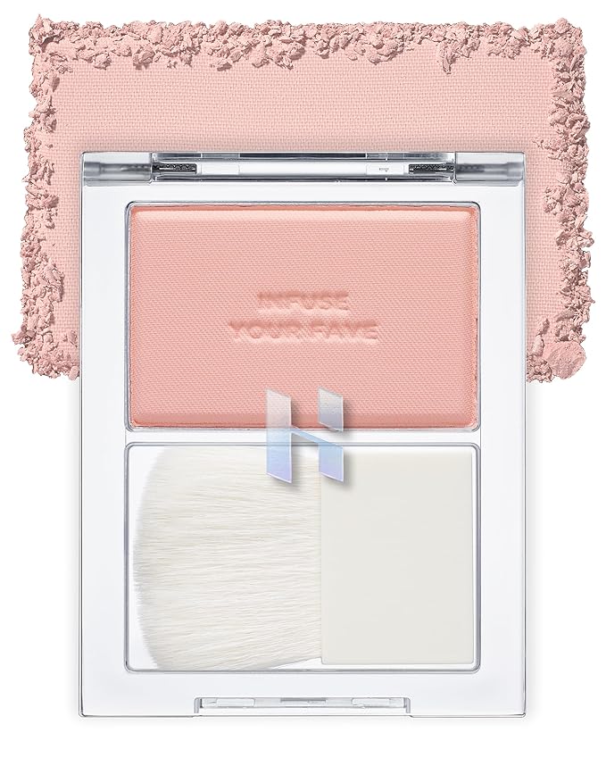 HOLIKA HOLIKA Infusing Blush with Brush - Lightweight, Smooth, Blendable Cheek Blusher, Sebum-Control, Natural Pore Coverage, Built-In Brush, Long-Lasting Pigment for Romantic Mood (04 MOOR)-Velvo Beauty