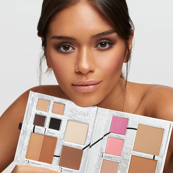 Woosh Beauty, Fold out Face Original Makeup Palette, Travel, All in One, Neutral Cream & Powder (#3 Medium)-Velvo Beauty