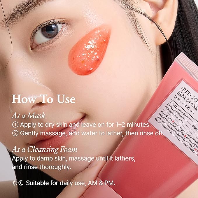 FULLY Red Tomato Jam Mask Cleanser, Gentle Exfoliation, Refines Skin Texture, Clear Pores, Hydration, Face Wash, Vegan, Rough & Sensitive Skin, Korean Skincare 4.05 fl.oz-Velvo Beauty