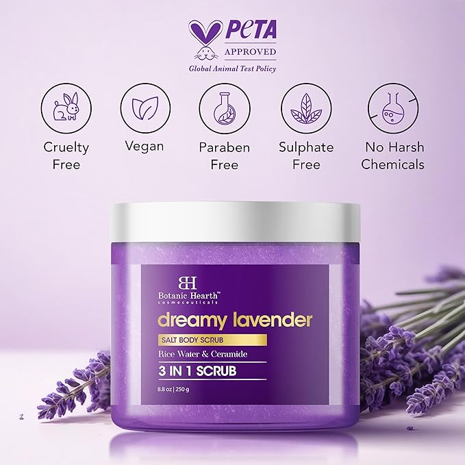 Botanic Hearth Dreamy Lavender Body Scrub 8.8 Fl Oz | Gently Exfoliates And Moisturizes Skin, Infused With Natural Lavender Oil And Essential Nutrients For Smooth And Radiant Skin-Velvo Beauty