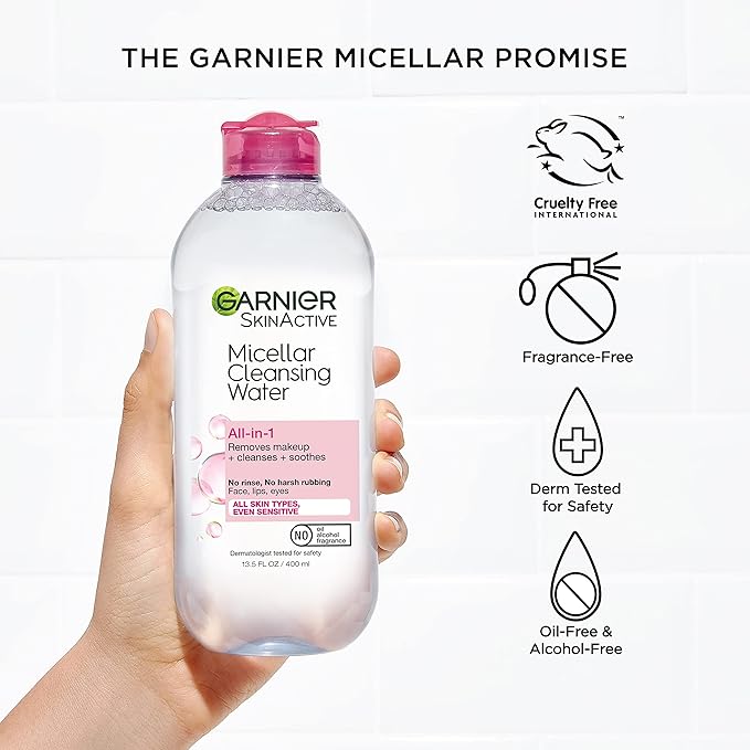 Garnier Back to School Bundle|Micellar Water (400mL) + Fructis Sleek & Shine Shampoo (22 Fl Oz), Conditioner (21 Fl Oz) (3 Items), 1 Kit (Packaging May Vary)-Velvo Beauty