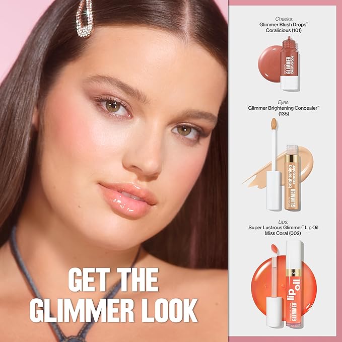 REVLON Super Lustrous Glimmer Lip Oil, Moisturizing & Tinted, Shiny Finish, Made with Plant-Based Squalane, 003 Glow Mama, 0.13 fl oz-Velvo Beauty