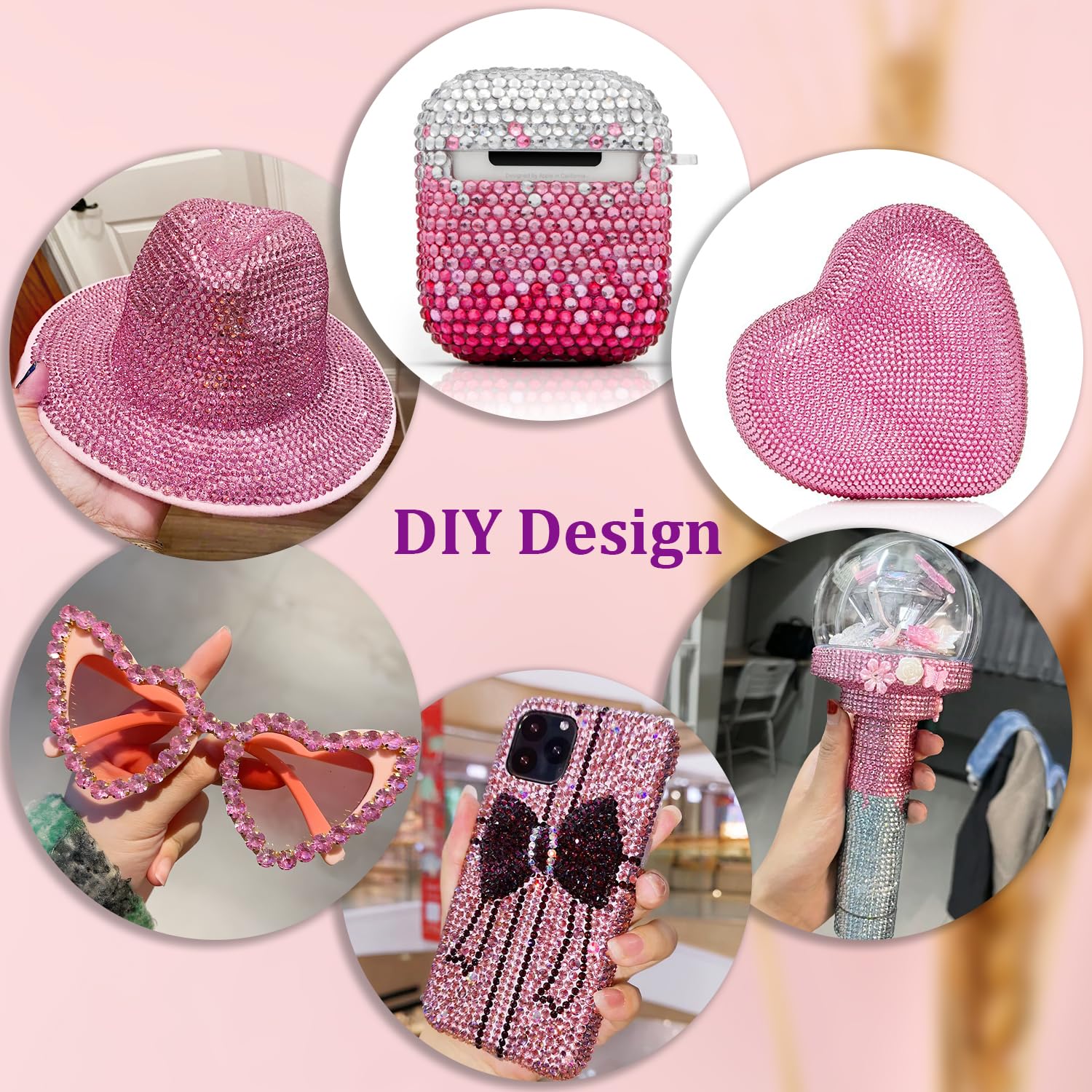 25000Pcs Resin Rhinestones with Tweezers for Crafting, Dark Pink 2-6mm Mixed Sizes Bedazzling Crystal with 3Pcs 10ml B7000 Jewelry Glue for DIY Crafts Clothing Tumblers Shoes Fabric Nail Art-Velvo Beauty