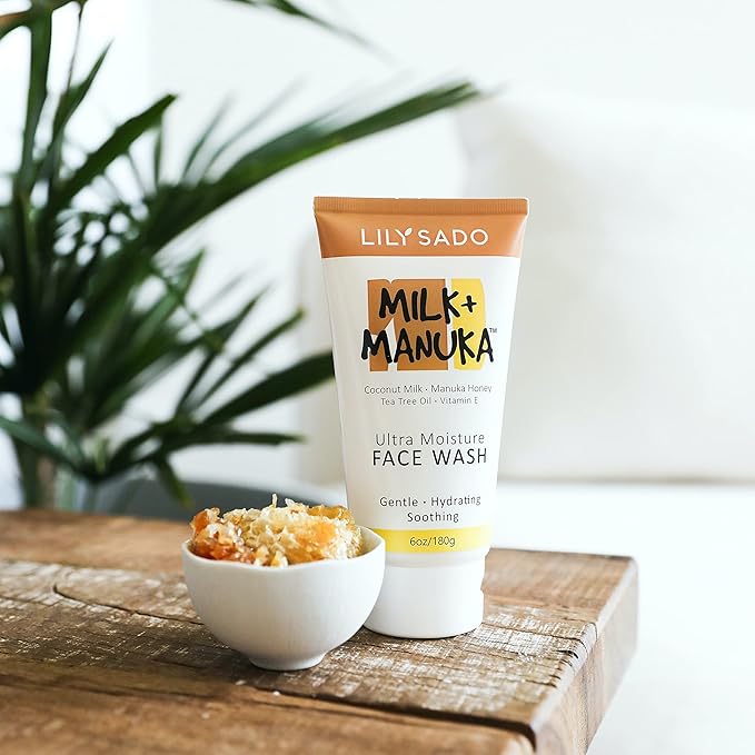 LILY SADO MILK+MANUKA™ Coconut Milk & Manuka Honey Cream Face Cleanser – Natural Ultra Moisturizing Facial Wash Cleanses, Balances, Soothes & Hydrates - Large 6oz-Velvo Beauty