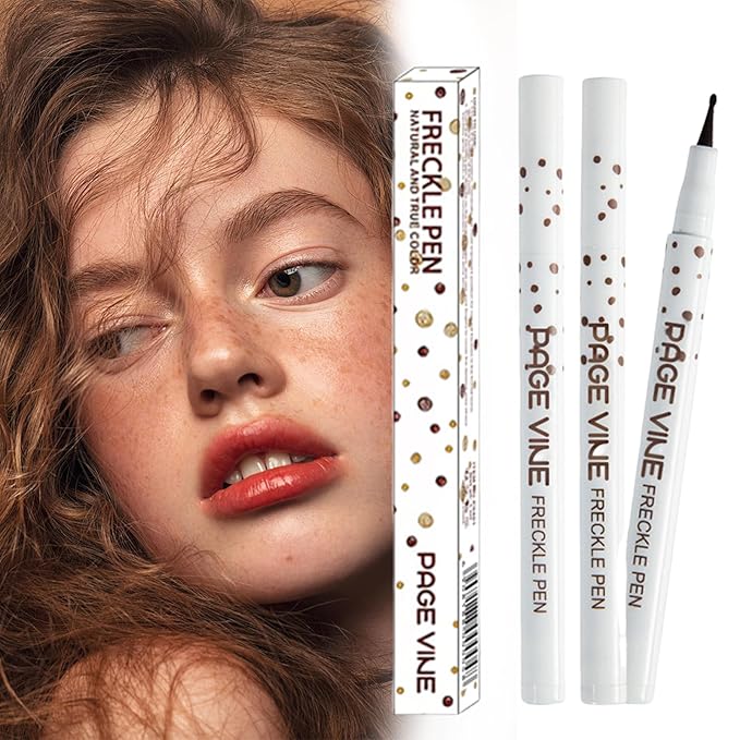 2 Pack Freckle Pen,Liquid Face Fake Freckles Makeup Pen to Create Natural Freckle Makeup and Freck beauty,Fake Freckles Waterproof for Lifelike Sunkissed Makeup,Mole Pen (01Light+02Medium)-Velvo Beauty