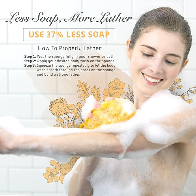 Spongentle Deep Cleansing Body Loofah Sponge, Natural Colors, for Bath and Shower, Multiple Textures for Gentle and Deep Exfoliation, Generous and Rich Lather, (Pack of 3)-Velvo Beauty