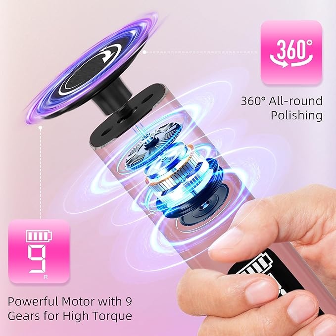 2 in 1 Electric Foot Callus Remover,9 Adjustable Speeds Rechargeable Electric Dead Skin Sander Pedicure Tools with Sandpaper Disk and Nail Drill Bits,Grinding Heads for Women&Men-Velvo Beauty
