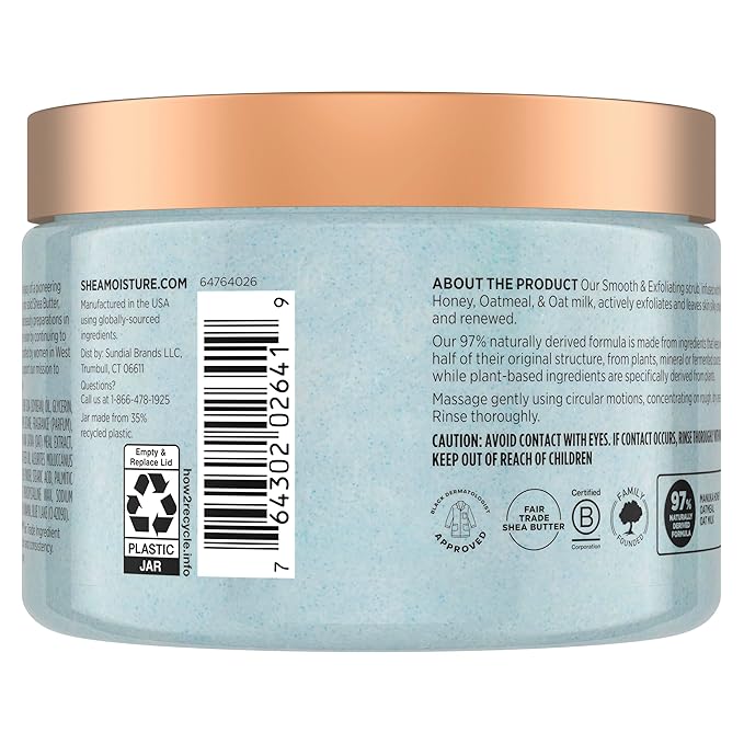 SheaMoisture Shea Sugar Body Scrub Manuka Honey Oatmeal for smooth & exfoliating Smooth and Exfoliating Body scrub with 24h shea moisture nutrients 12 oz-Velvo Beauty