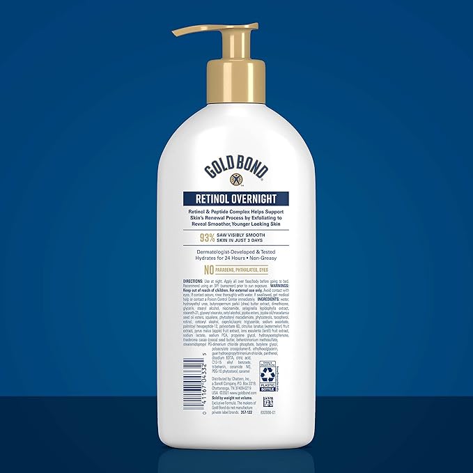 Gold Bond Age Renew Retinol Overnight Body & Face Lotion, With Retinol & Peptide Complex, 13 oz.-Velvo Beauty