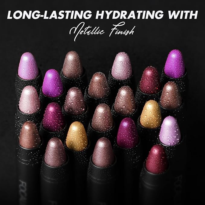 FOCALLURE Ultra Chic Metallic Lipstick,Rich Vitamin E Lip Crayon,Lightweight Shinning Color without Drying or Fading,Long Lasting Lips Makeup,#20 Lavender-Velvo Beauty