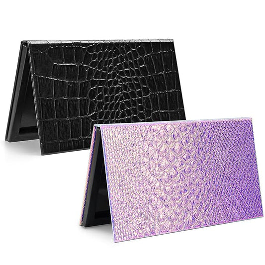 Lolalet 2 Pack Magnetic Makeup Palettes, Empty Magnetic Palette with Mirror for Eyeshadow Lip Color Blush Powder Highlighter Contour - Black&Pink-Velvo Beauty
