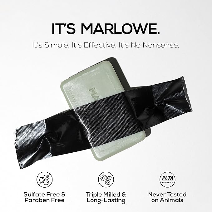 MARLOWE. No. 108 Lightly Exfoliating Soap Bar, 7oz (6 Bars) Polishing, Moisturizing & Cleansing Bar Soap for Men, Made with Natural Ingredients-Velvo Beauty