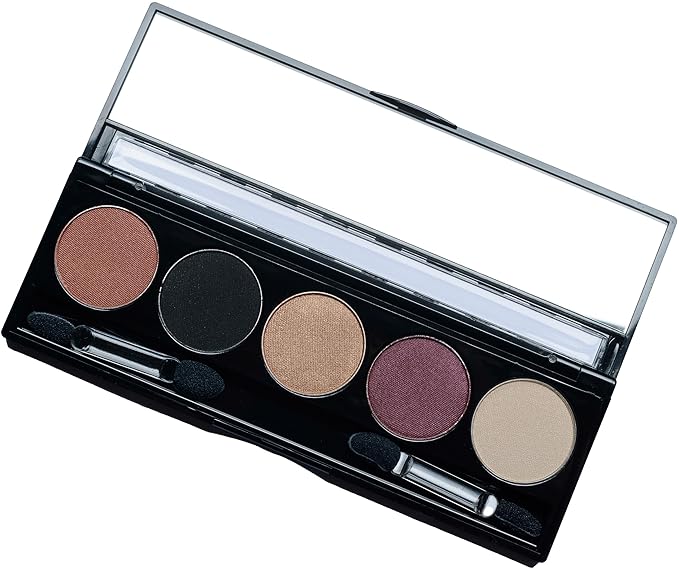 Cleopatra Shimmer White, Purple Burgundy, Gold Bronze, Black and Copper Penny Vegan Eyeshadow Palette; Talc, Paraben & Cruelty Free-Velvo Beauty