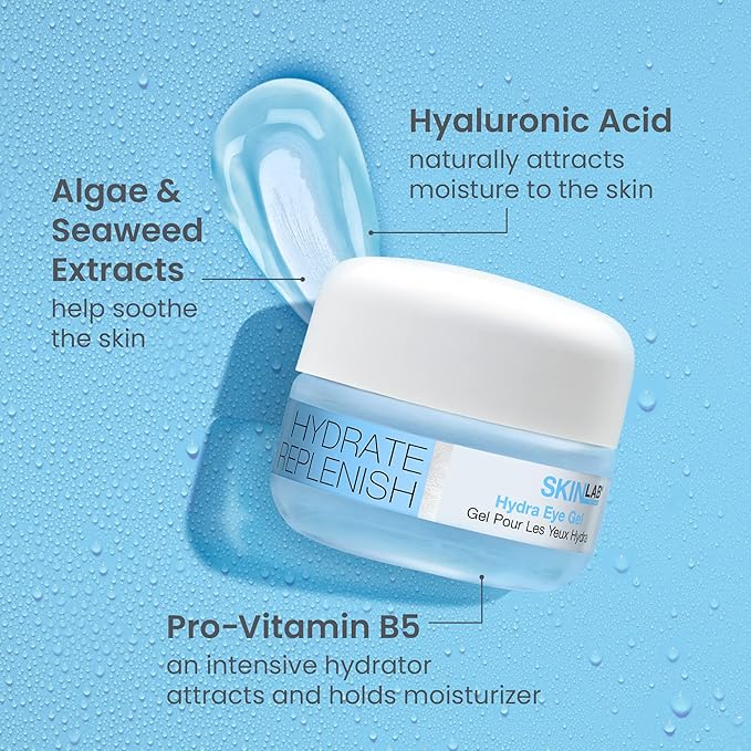 Hydrate& Replenish EYE CREAM- Gel Hydrator-Cream with Hyaluronic Acid & Marine Extracts, attracts moisture to the skin Algae And Seaweed Extracts to revitalize dull looking skin 0.5 Oz-Velvo Beauty