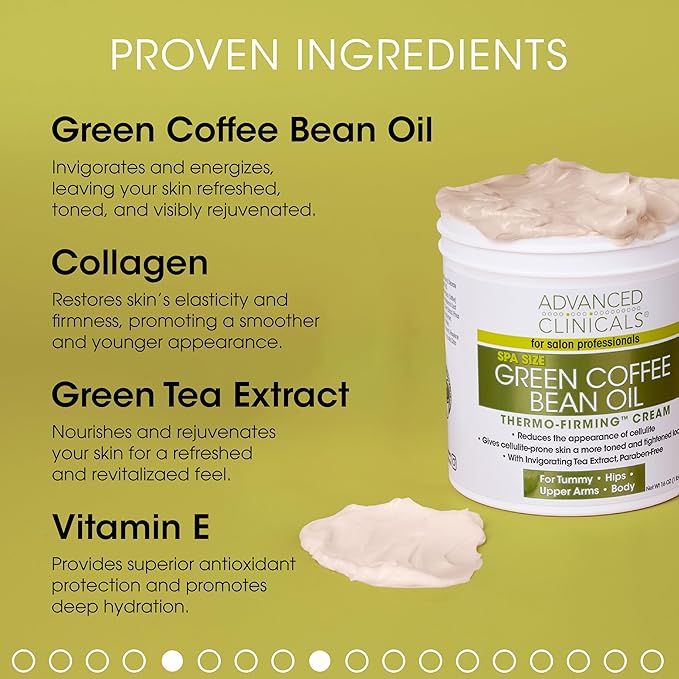 Advanced Clinicals Thermo Firming Green Coffee Bean Moisturizer Body Cream | Anti Cellulite Caffeine Firming Lotion For Legs, Arms, & Body | Skin Care Products | Aging Skin Tightening Cream, 2-Pack-Velvo Beauty