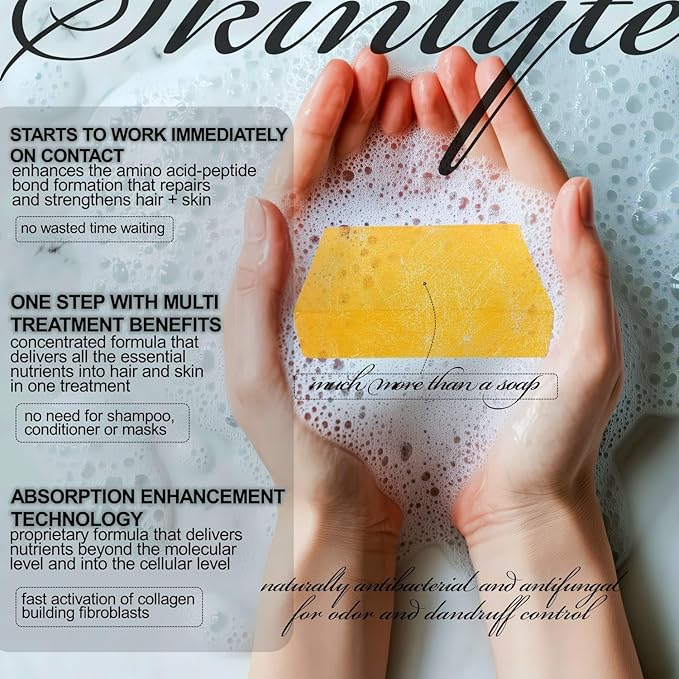 Natural Hair & Whole Body Bar Soap -Hair & Skin Treatment- Keratin & Collagen Peptides | Hair: Promotes Growth, Repair, Strength, Volume | Skin: Anti-Aging, Firm, Elasticity w/Organic Sulfur-Velvo Beauty