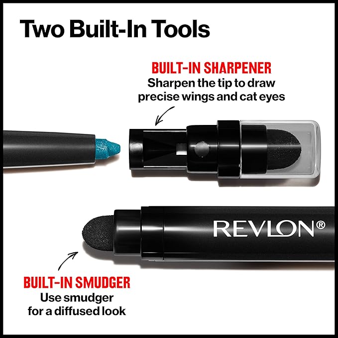 Revlon ColorStay Pencil Waterproof Eyeliner, Smudge-Proof, Eye Makeup with Built-In Sharpener, Packaging May Vary, 210 Teal, 0.01 oz-Velvo Beauty