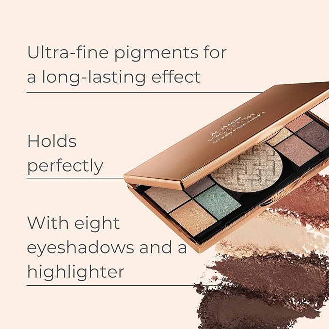 M. Asam MAGIC FINISH Golden Vibes Eyeshadow & Highlighter Palette (8 x 0.03 oz + 1 x 0.21 Oz) - Eyeshadow Palette with 8 harmonizing eyeshadows, one highlighter & integrated mirror, High Color Payoff-Velvo Beauty