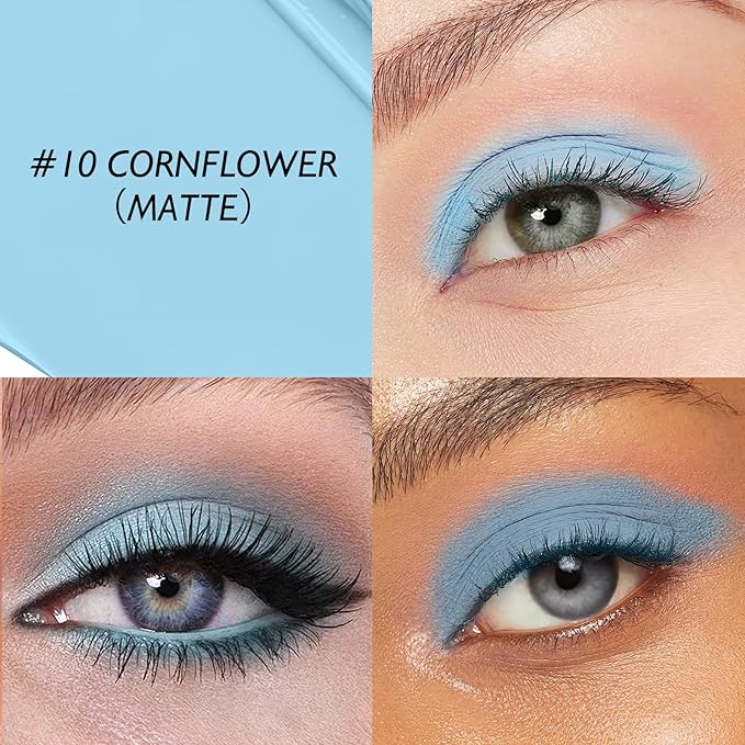 Eyeshadow Stick Matte Eye Shadow Pencil Cream to Powder Eye Brightener Crayon Long-Lasting Single Eyeshadow Buildable & Blendable High Pigmented Eye Liner Makeup for Women, 10 CORNFLOWER-Velvo Beauty
