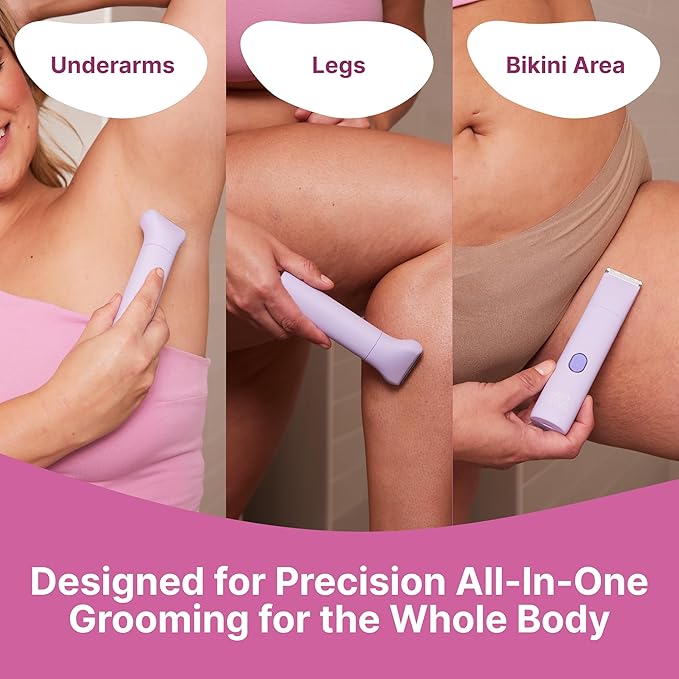 Smoothie Bikini Trimmer - Electric Razor for Women, Waterproof Hair Groomer with Adjustable Guards, Personal Shaver for Pubic Hair, Ladies Intimate Shaver and Body Trimmer (Mint)-Velvo Beauty