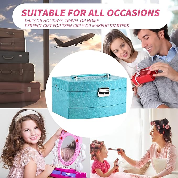 Hot Sugar Girls Makeup Kit for Birthday Gift, All in One Beginner Makeup Kit for Women Full Kit, Christmas Makeup Set for Teens 10 12 13 16 Includes Real Cosmetics and Makeup Tools (BLUE)-Velvo Beauty