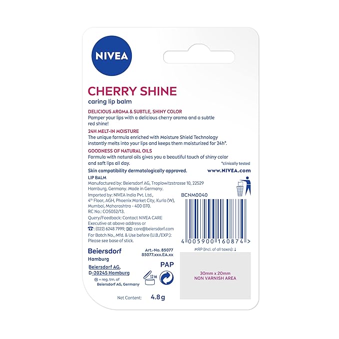 Nivea Lip Care Fruity Shine Cherry, 4.8gm-Velvo Beauty