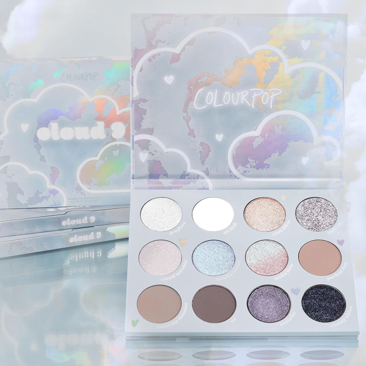 ColourPop Eyeshadow Palette - Eye Makeup Palette with Matte, Metallic, Matte Sparkle & Glitter Finishes - High-Pigment Eye Makeup with a Long-Wearing Formula - Cloud 9 (0.49 oz)-Velvo Beauty