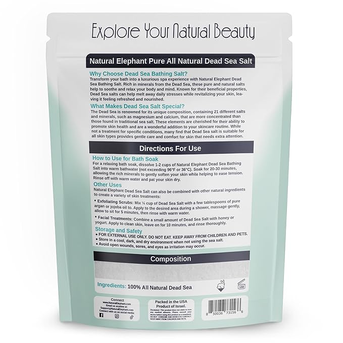 Natural Elephant Dead Sea Bath Salt |19 Pounds Bulk Bag | 100% Natural and Pure| Fine Grain | Perfect for Bathing and Soothing Soaks-Velvo Beauty