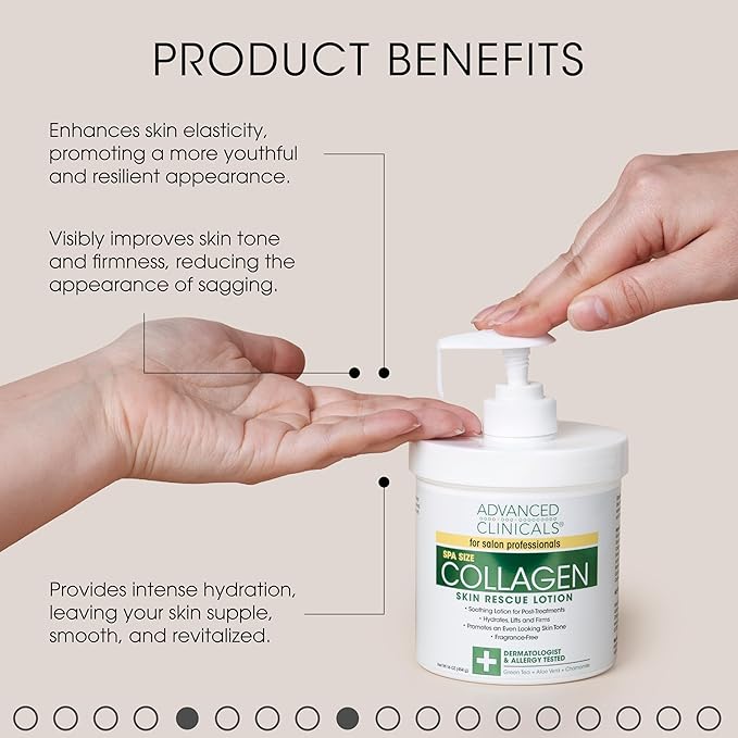 Advanced Clinicals Hyaluronic Acid Moisturizer + Fragrance Free Collagen Cream Face Moisturizer & Body Lotion 2pc Skincare Set For Women & Men Helps Reduce Appearance Of Crepey Skin & Dry Skin, 2pc-Velvo Beauty