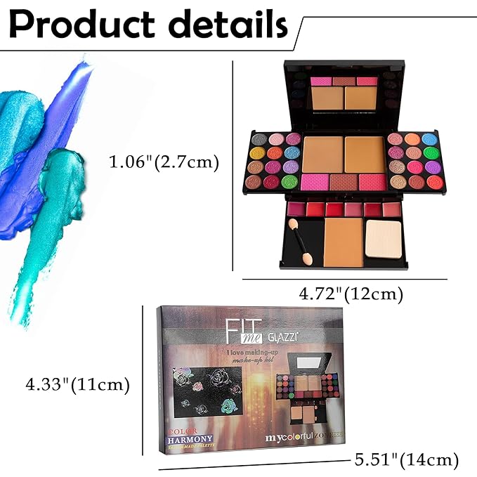 All in One Makeup Kit - 36 Eyeshadow Palette, 28 Lip Gloss, 4 Concealer, 3 Blusher, 1 Highlight & Contour, Bronzer, Glitter Cream, 1 Brush - Face Eye Make Up Set Gift for Beginners And Pros-Velvo Beauty