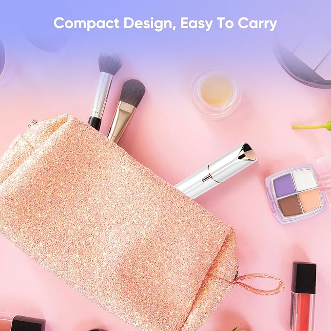 Facial Hair Remover for Women- as Seen on TV Painless Face Shaver -Mini Hair Remover, Electric Razor Shaver Portable Bikini Epilator for Lips, Chin, Armpit, Peach Fuzz, Fingers, Neck, Cheek (White-Velvo Beauty